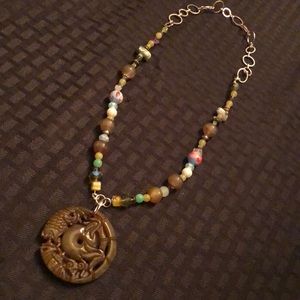 Koi and Bamboo Jade Necklace